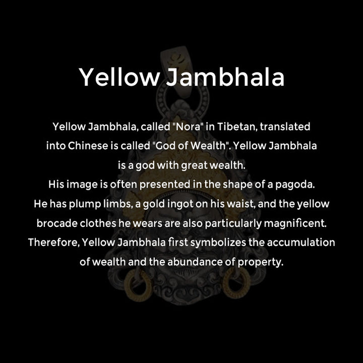 Buddha Stones 925 Srebro Tybetańskie Żółte Jambhala Bóg Bogactwa Ochrona Naszyjnik Wisiorek