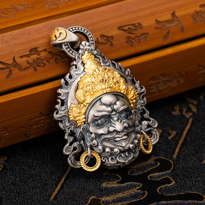 Buddha Stones 925 Srebro Tybetańskie Żółte Jambhala Bóg Bogactwa Ochrona Naszyjnik Wisiorek