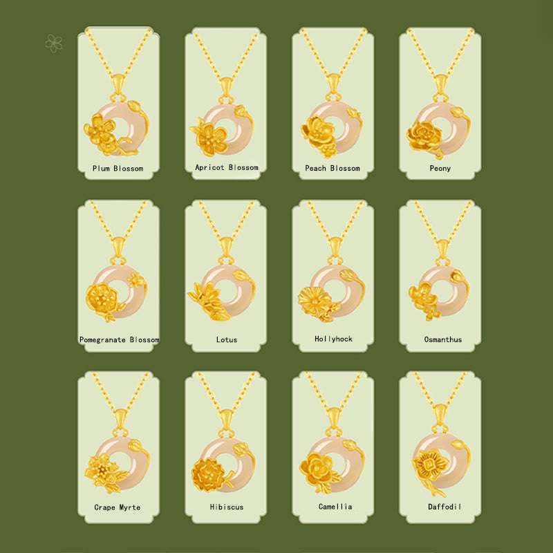 Buddha Stones Chalcedon 925 Srebro Sterlingowe Klamra Pokoju Kwiaty Naszyjnik Wisiorek