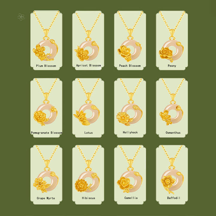 Buddha Stones Chalcedon 925 Srebro Sterlingowe Klamra Pokoju Kwiaty Naszyjnik Wisiorek