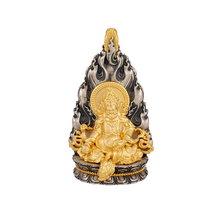 Buddha Stones 925 Srebro Sterling Tybet Żółty Jambhala Bóg Bogactwa Błogosławieństwo Naszyjnik Wisiorek