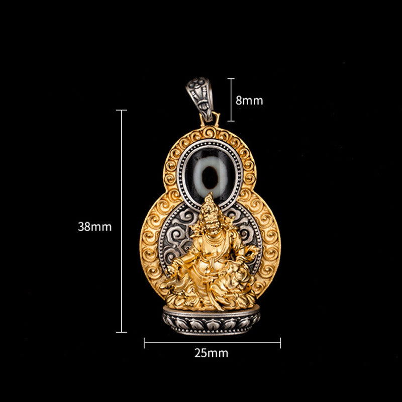 Buddha Stones 925 Srebro Sterlingowe Tybet Żółty Jambhala Bóg Bogactwa Dzi Koralik Om Mani Padme Hum Szczęście Naszyjnik Wisiorek - image 10