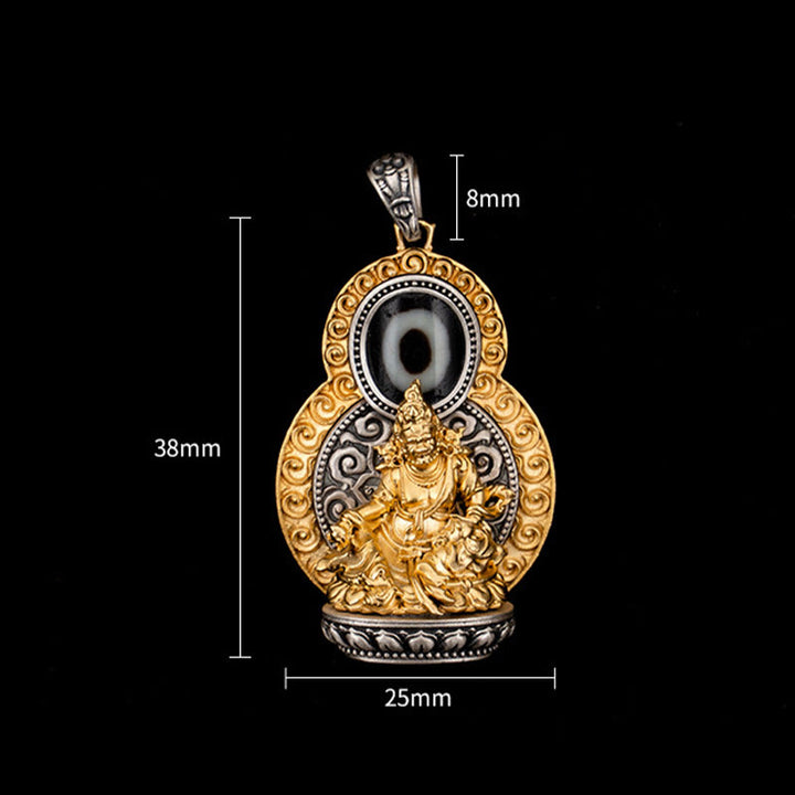 Buddha Stones 925 Srebro Sterlingowe Tybet Żółty Jambhala Bóg Bogactwa Dzi Koralik Om Mani Padme Hum Szczęście Naszyjnik Wisiorek - image 10