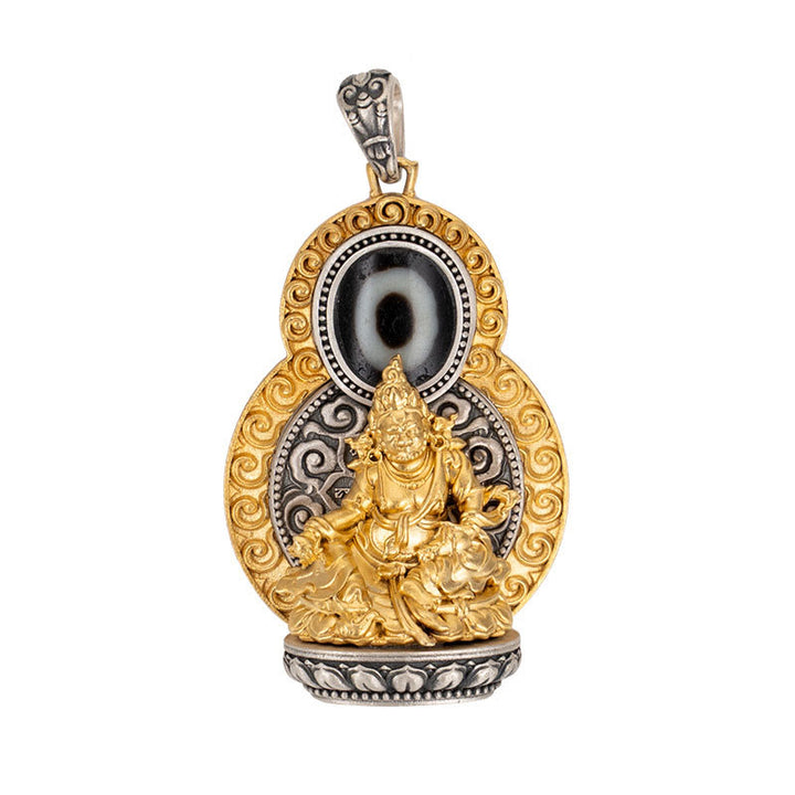 Buddha Stones 925 Srebro Sterlingowe Tybet Żółty Jambhala Bóg Bogactwa Dzi Koralik Om Mani Padme Hum Szczęście Naszyjnik Wisiorek - image 13