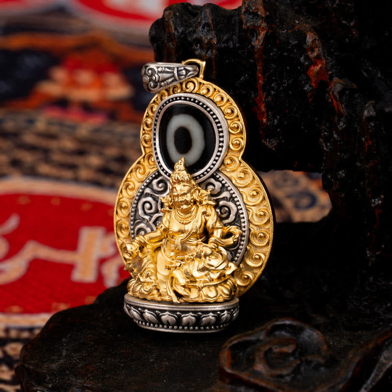 Buddha Stones 925 Srebro Sterlingowe Tybet Żółty Jambhala Bóg Bogactwa Dzi Koralik Om Mani Padme Hum Szczęście Naszyjnik Wisiorek - image 9