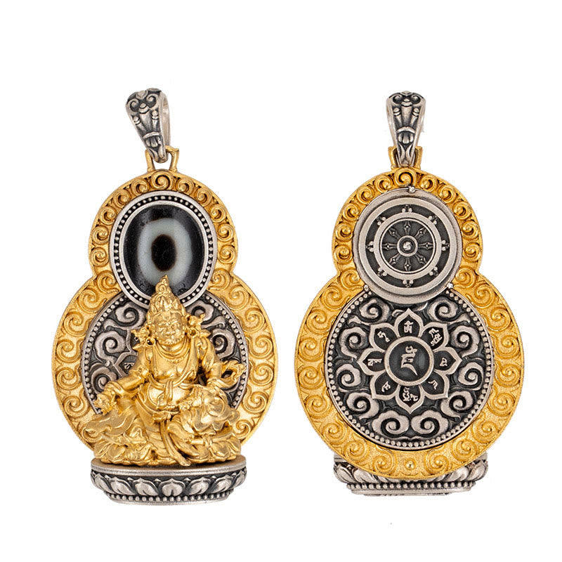 Buddha Stones 925 Srebro Sterlingowe Tybet Żółty Jambhala Bóg Bogactwa Dzi Koralik Om Mani Padme Hum Szczęście Naszyjnik Wisiorek - image 12