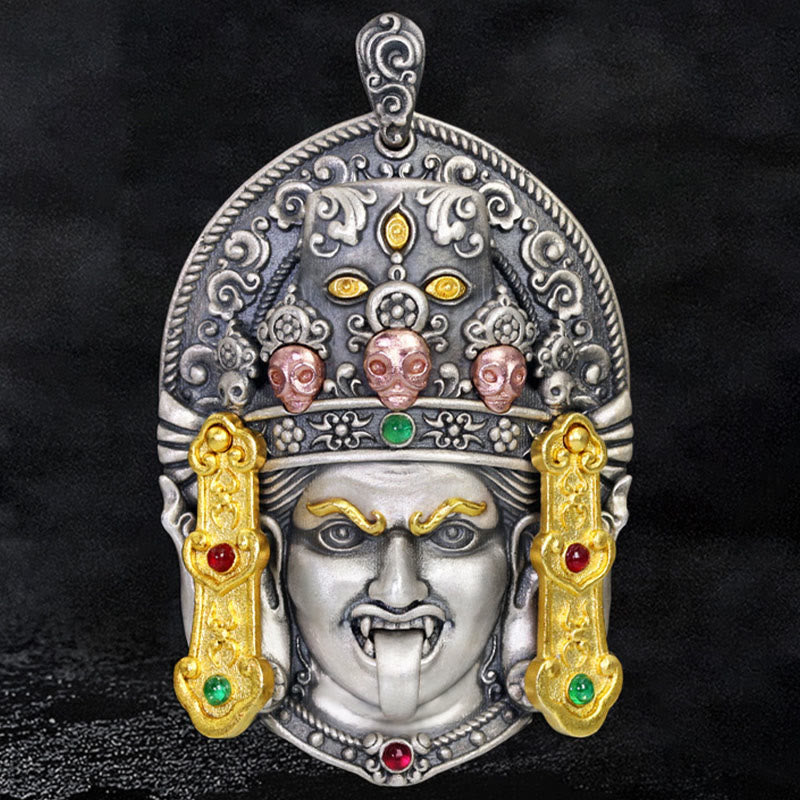 Buddha Stones 925 Srebro Tybetańskie Zakiram Bogini Bogactwa Trzymająca Z dala Złe Duchy Naszyjnik Wisiorek
