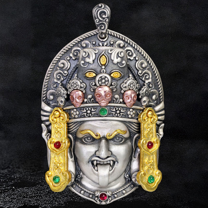 Buddha Stones 925 Srebro Tybetańskie Zakiram Bogini Bogactwa Trzymająca Z dala Złe Duchy Naszyjnik Wisiorek