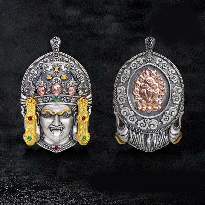 Buddha Stones 925 Srebro Tybetańskie Zakiram Bogini Bogactwa Trzymająca Z dala Złe Duchy Naszyjnik Wisiorek