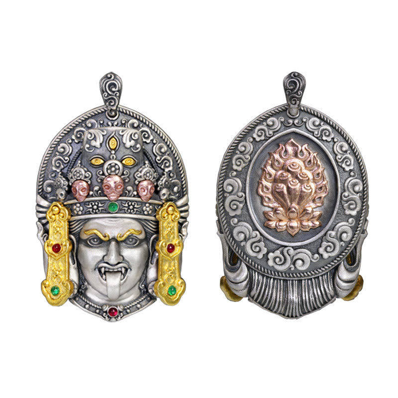 Buddha Stones 925 Srebro Tybetańskie Zakiram Bogini Bogactwa Trzymająca Z dala Złe Duchy Naszyjnik Wisiorek
