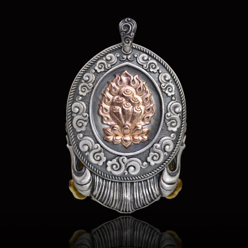 Buddha Stones 925 Srebro Tybetańskie Zakiram Bogini Bogactwa Trzymająca Z dala Złe Duchy Naszyjnik Wisiorek