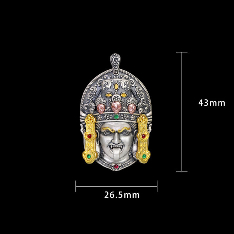 Buddha Stones 925 Srebro Tybetańskie Zakiram Bogini Bogactwa Trzymająca Z dala Złe Duchy Naszyjnik Wisiorek
