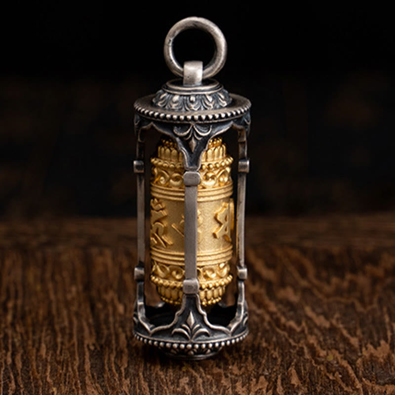 Buddha Stones 925 Srebro Sterling Tybetańskie Koło Modlitewne Om Mani Padme Hum Naszyjnik Mądrości Wisiorek - image 2