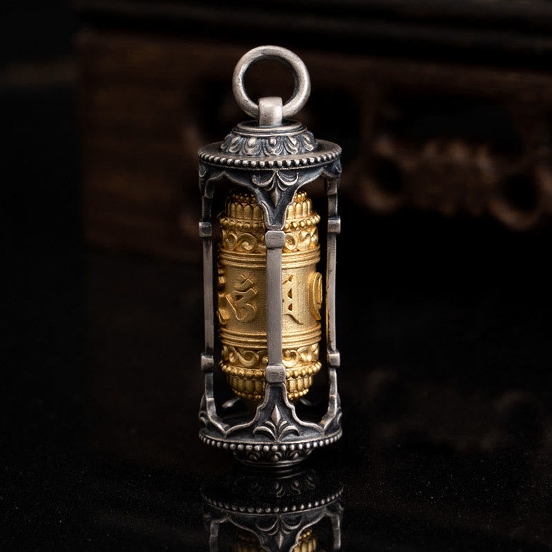 Buddha Stones 925 Srebro Sterling Tybetańskie Koło Modlitewne Om Mani Padme Hum Naszyjnik Mądrości Wisiorek - image 5