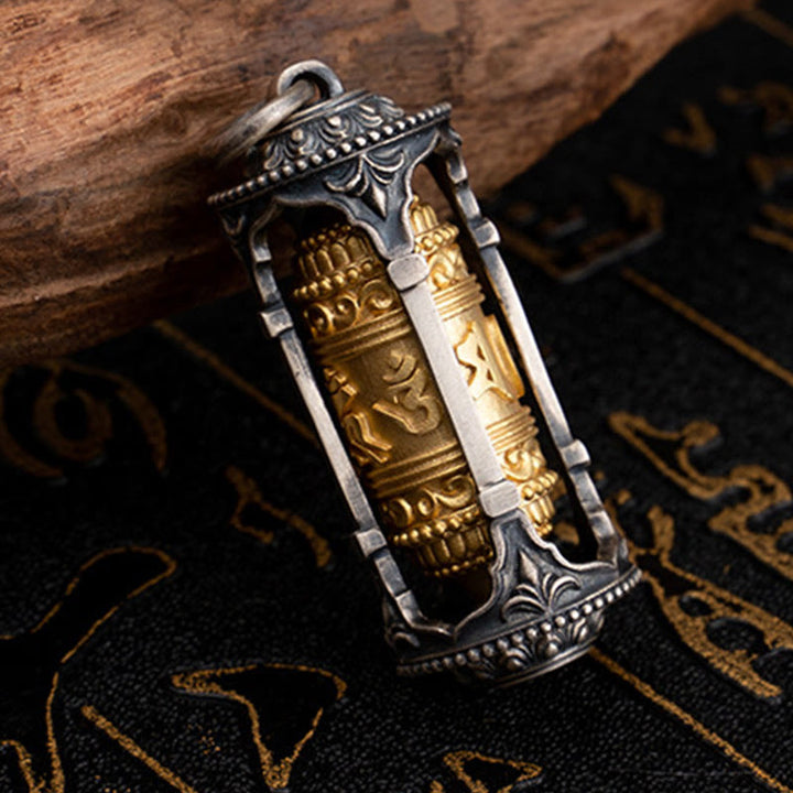 Buddha Stones 925 Srebro Sterling Tybetańskie Koło Modlitewne Om Mani Padme Hum Naszyjnik Mądrości Wisiorek - image 3