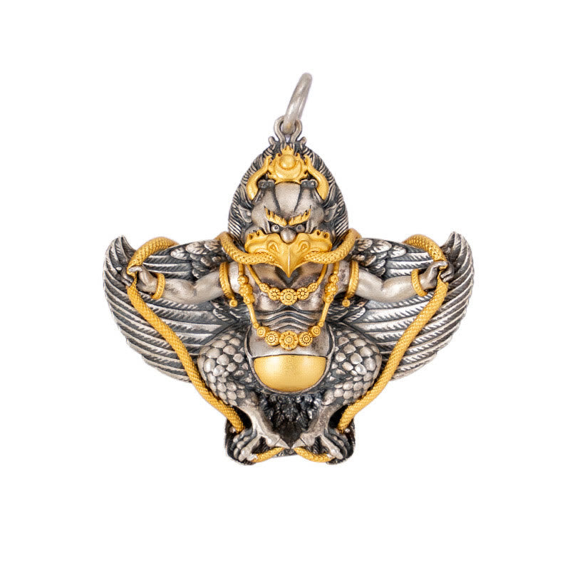 Buddha Stones 925 Srebro Sterling Tybetański Ptak Garuda Naszyjnik Mądrość Wisiorek