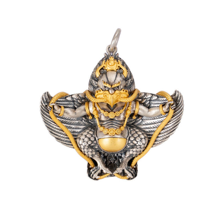 Buddha Stones 925 Srebro Sterling Tybetański Ptak Garuda Naszyjnik Mądrość Wisiorek
