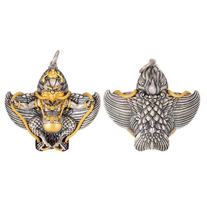 Buddha Stones 925 Srebro Sterling Tybetański Ptak Garuda Naszyjnik Mądrość Wisiorek
