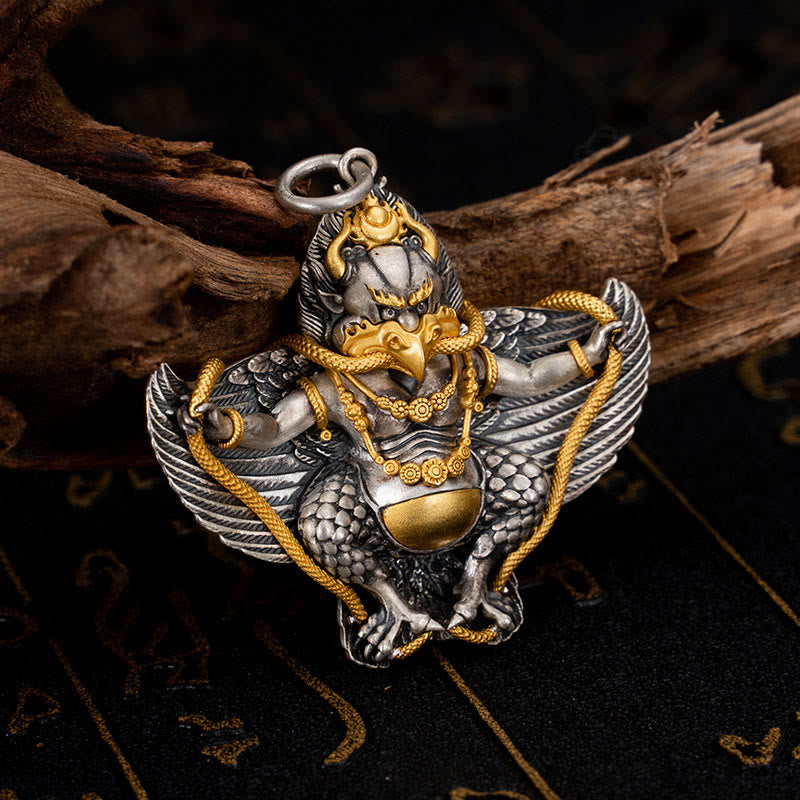 Buddha Stones 925 Srebro Sterling Tybetański Ptak Garuda Naszyjnik Mądrość Wisiorek