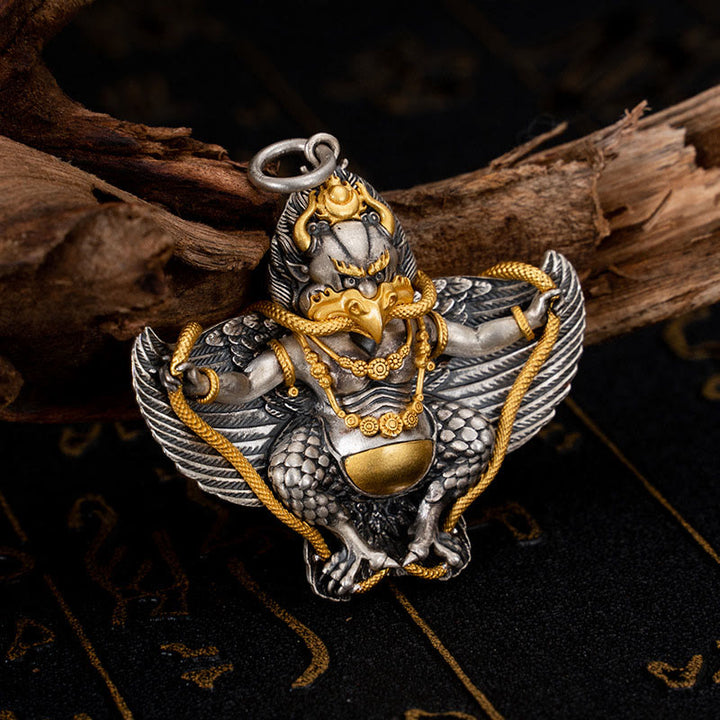 Buddha Stones 925 Srebro Sterling Tybetański Ptak Garuda Naszyjnik Mądrość Wisiorek