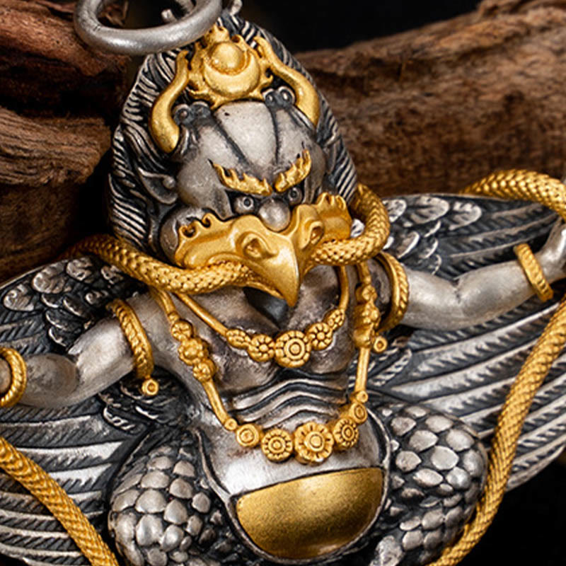 Buddha Stones 925 Srebro Sterling Tybetański Ptak Garuda Naszyjnik Mądrość Wisiorek
