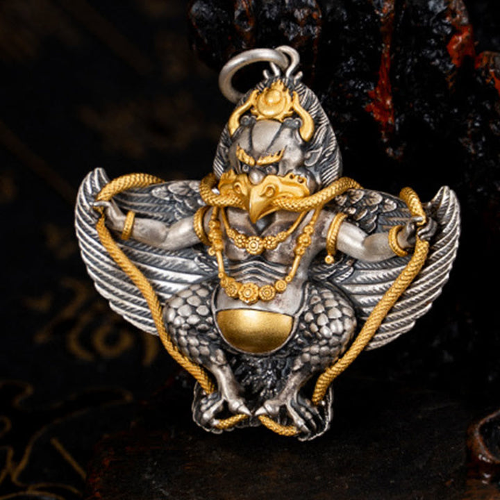 Buddha Stones 925 Srebro Sterling Tybetański Ptak Garuda Naszyjnik Mądrość Wisiorek