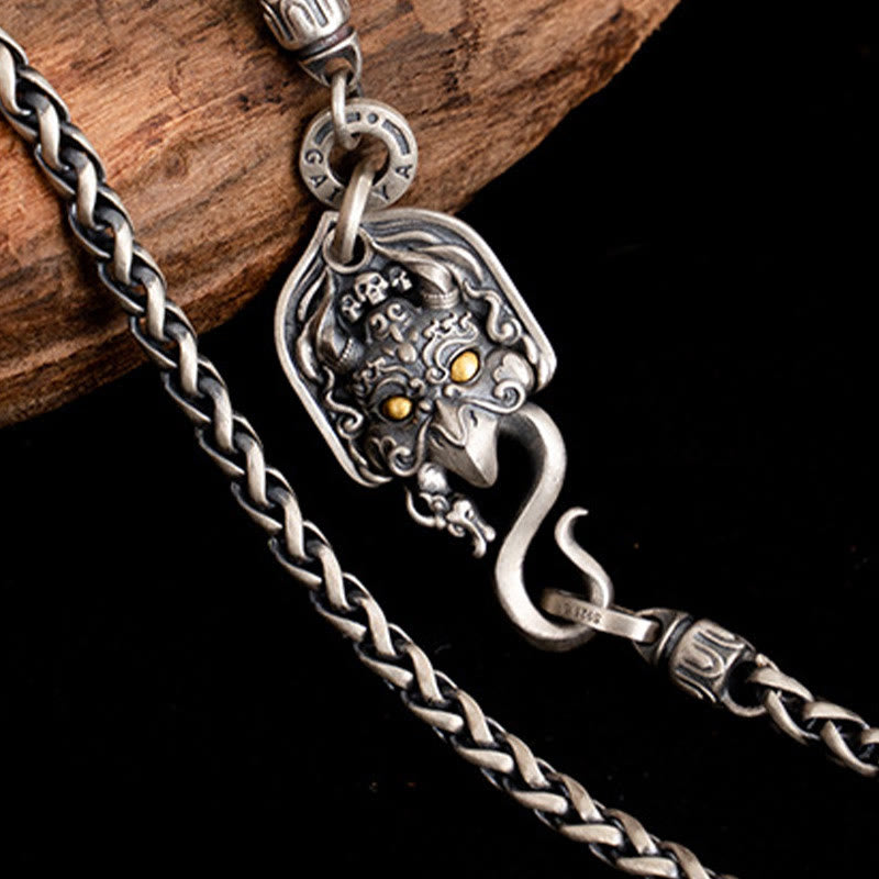 Buddha Stones 925 Srebro Sterling Tybetański Ptak Garuda Mądrość Metalowy Naszyjnik Łańcuchowy