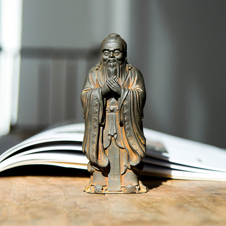 Buddha Stones Ręcznie Konfucjusz Żelazo Proszek Rdza Odlew Żywicy Statua Dekoracja Domu