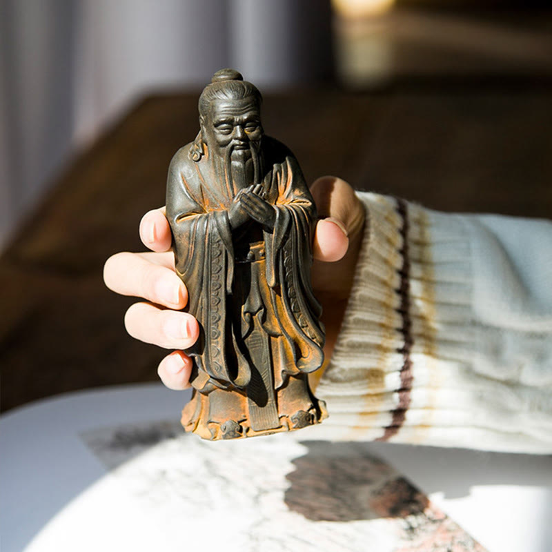 Buddha Stones Ręcznie Konfucjusz Żelazo Proszek Rdza Odlew Żywicy Statua Dekoracja Domu