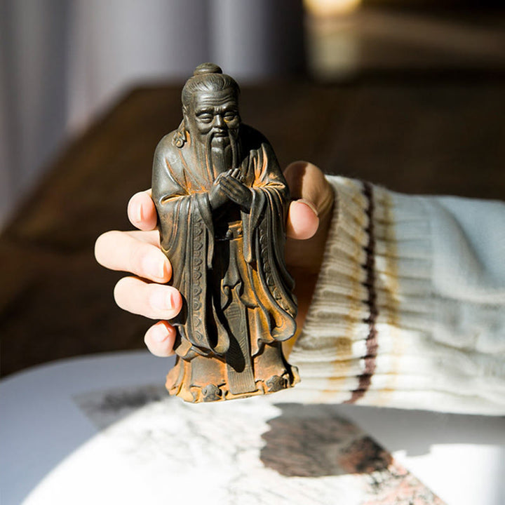 Buddha Stones Ręcznie Konfucjusz Żelazo Proszek Rdza Odlew Żywicy Statua Dekoracja Domu
