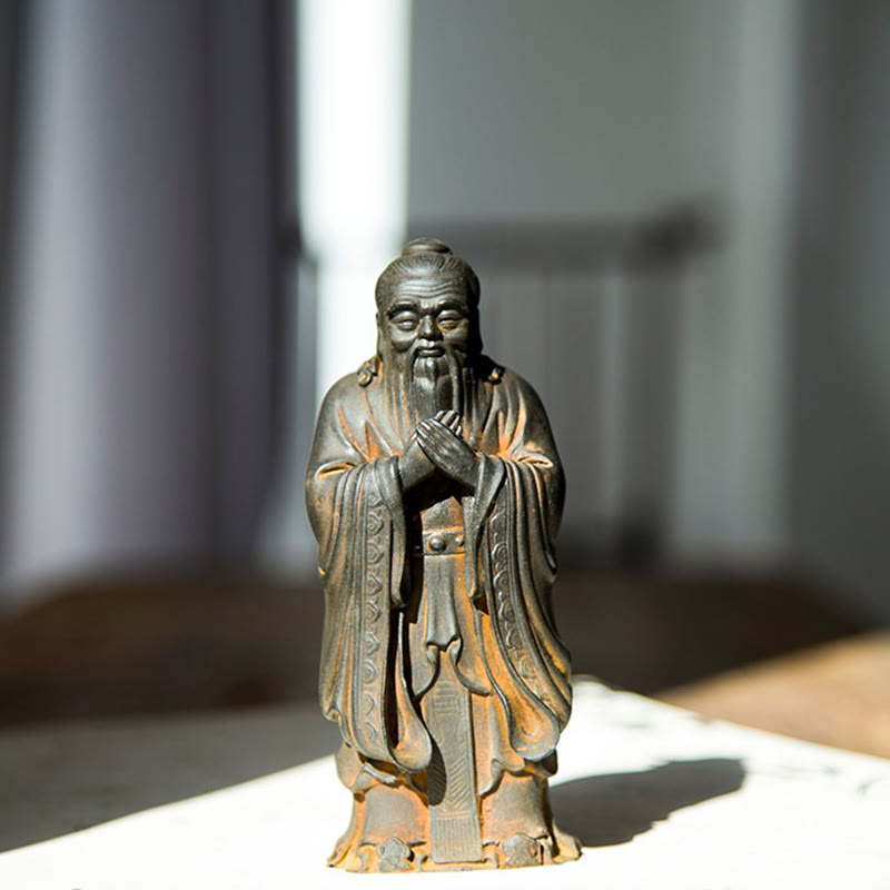 Buddha Stones Ręcznie Konfucjusz Żelazo Proszek Rdza Odlew Żywicy Statua Dekoracja Domu