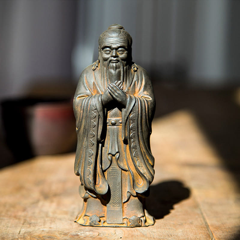 Buddha Stones Ręcznie Konfucjusz Żelazo Proszek Rdza Odlew Żywicy Statua Dekoracja Domu