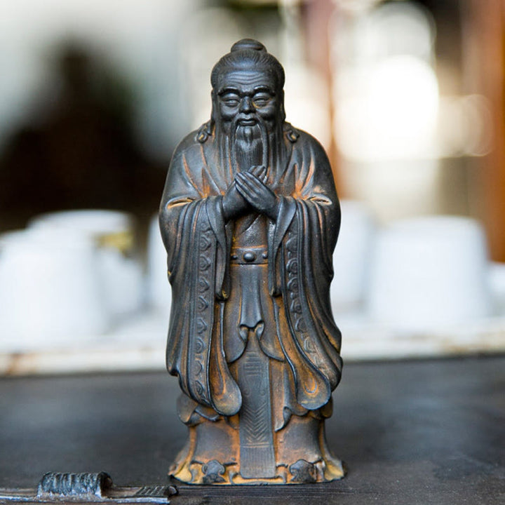 Buddha Stones Ręcznie Konfucjusz Żelazo Proszek Rdza Odlew Żywicy Statua Dekoracja Domu