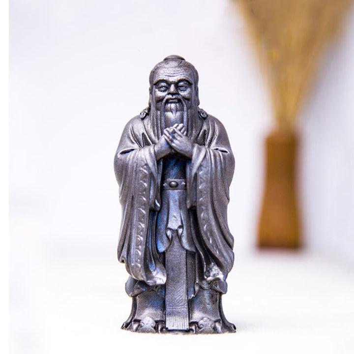 Buddha Stones Ręcznie Konfucjusz Żelazo Proszek Rdza Odlew Żywicy Statua Dekoracja Domu