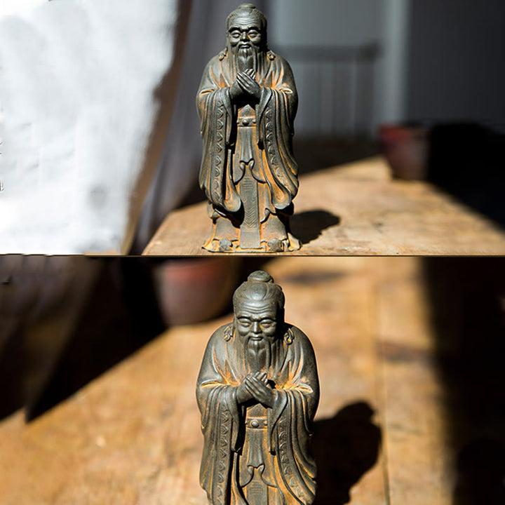 Buddha Stones Ręcznie Konfucjusz Żelazo Proszek Rdza Odlew Żywicy Statua Dekoracja Domu