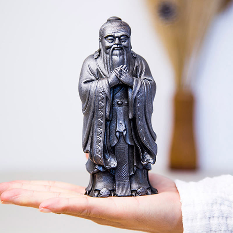 Buddha Stones Ręcznie Konfucjusz Żelazo Proszek Rdza Odlew Żywicy Statua Dekoracja Domu