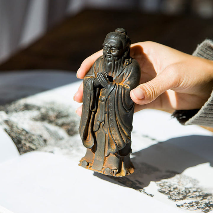 Buddha Stones Ręcznie Konfucjusz Żelazo Proszek Rdza Odlew Żywicy Statua Dekoracja Domu