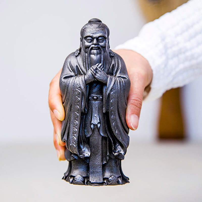 Buddha Stones Ręcznie Konfucjusz Żelazo Proszek Rdza Odlew Żywicy Statua Dekoracja Domu