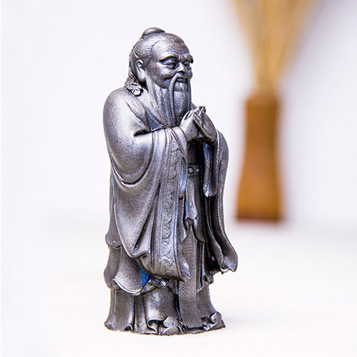 Buddha Stones Ręcznie Konfucjusz Żelazo Proszek Rdza Odlew Żywicy Statua Dekoracja Domu