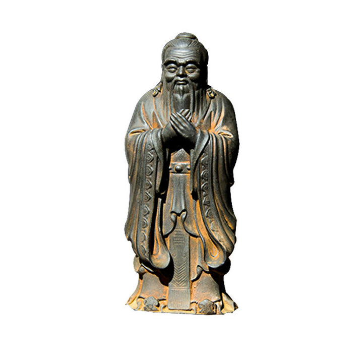 Buddha Stones Ręcznie Konfucjusz Żelazo Proszek Rdza Odlew Żywicy Statua Dekoracja Domu