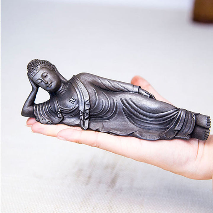Buddha Stones Leżący Budda Siakjamuni Żelazo Proszek Rdza Odlew Żywicy Statua Dekoracja Domu