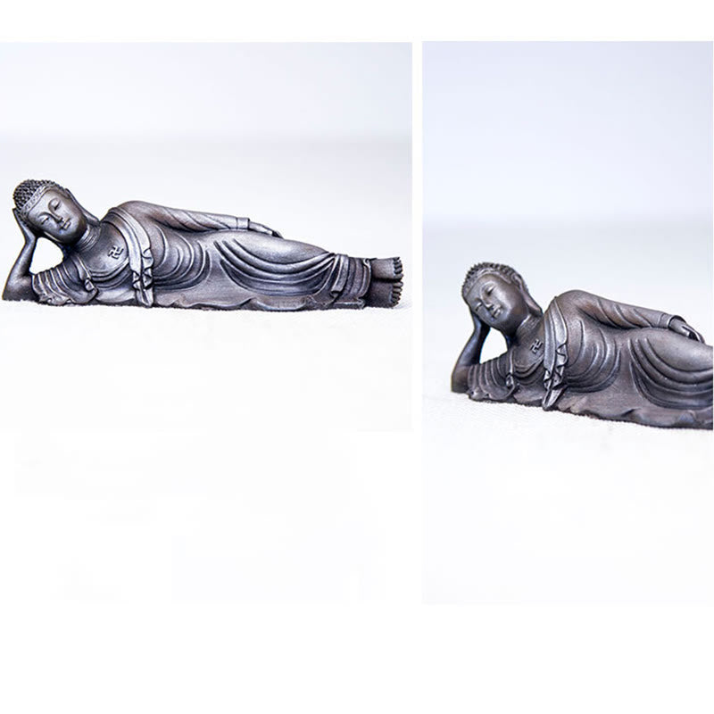 Buddha Stones Leżący Budda Siakjamuni Żelazo Proszek Rdza Odlew Żywicy Statua Dekoracja Domu - image 29