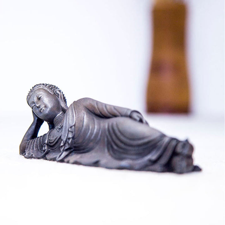 Buddha Stones Leżący Budda Siakjamuni Żelazo Proszek Rdza Odlew Żywicy Statua Dekoracja Domu - image 18