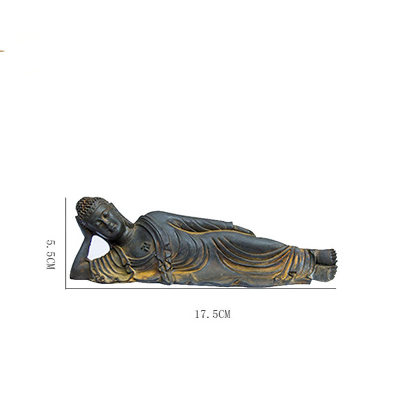 Buddha Stones Leżący Budda Siakjamuni Żelazo Proszek Rdza Odlew Żywicy Statua Dekoracja Domu - image 15