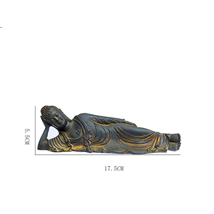 Buddha Stones Leżący Budda Siakjamuni Żelazo Proszek Rdza Odlew Żywicy Statua Dekoracja Domu - image 15