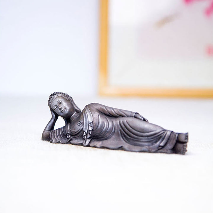Buddha Stones Leżący Budda Siakjamuni Żelazo Proszek Rdza Odlew Żywicy Statua Dekoracja Domu - image 21
