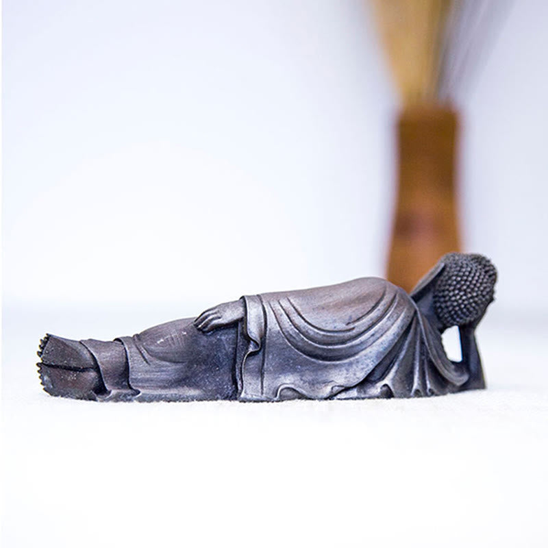 Buddha Stones Leżący Budda Siakjamuni Żelazo Proszek Rdza Odlew Żywicy Statua Dekoracja Domu - image 19