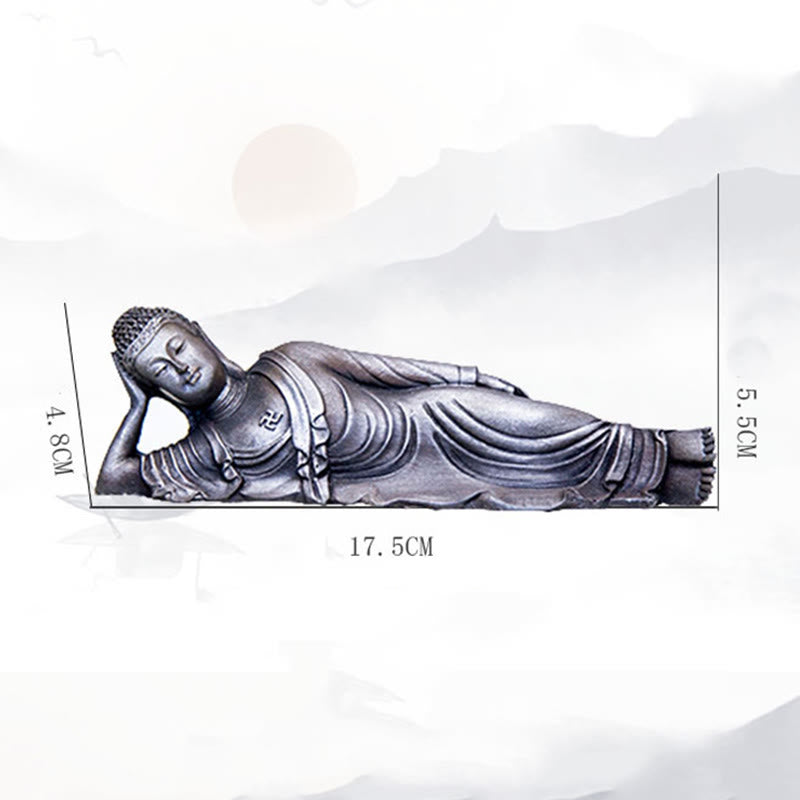Buddha Stones Leżący Budda Siakjamuni Żelazo Proszek Rdza Odlew Żywicy Statua Dekoracja Domu - image 30