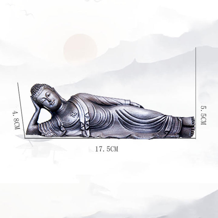 Buddha Stones Leżący Budda Siakjamuni Żelazo Proszek Rdza Odlew Żywicy Statua Dekoracja Domu - image 30