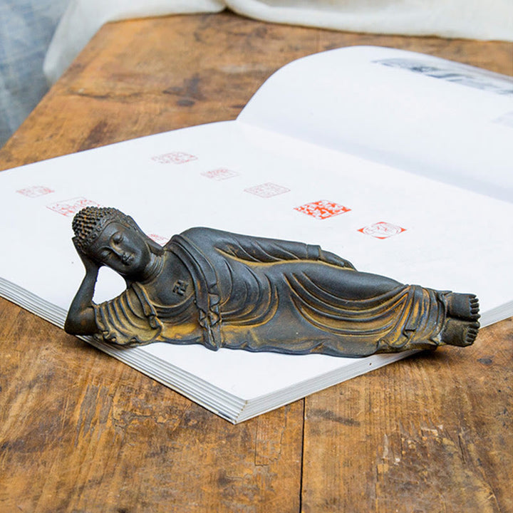 Buddha Stones Leżący Budda Siakjamuni Żelazo Proszek Rdza Odlew Żywicy Statua Dekoracja Domu